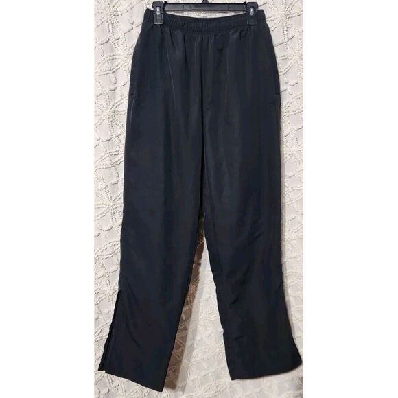 Reebok Lined Athletic Pants Unisex M Basketball Track Gym Black Zip Side Y2K 90s - Picture 1 of 14